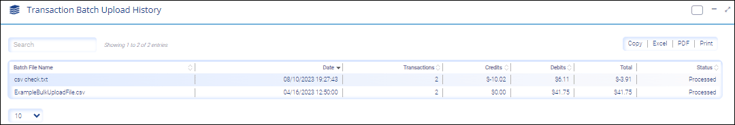 Batch upload history