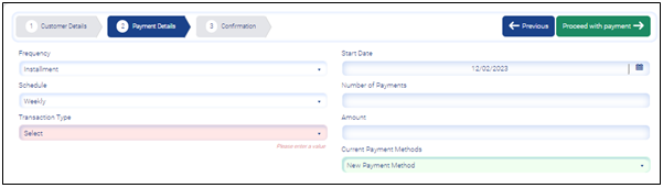 Current Payment - New payment method