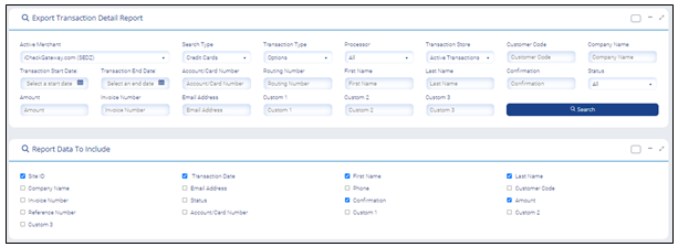 Export Transaction Detail Report