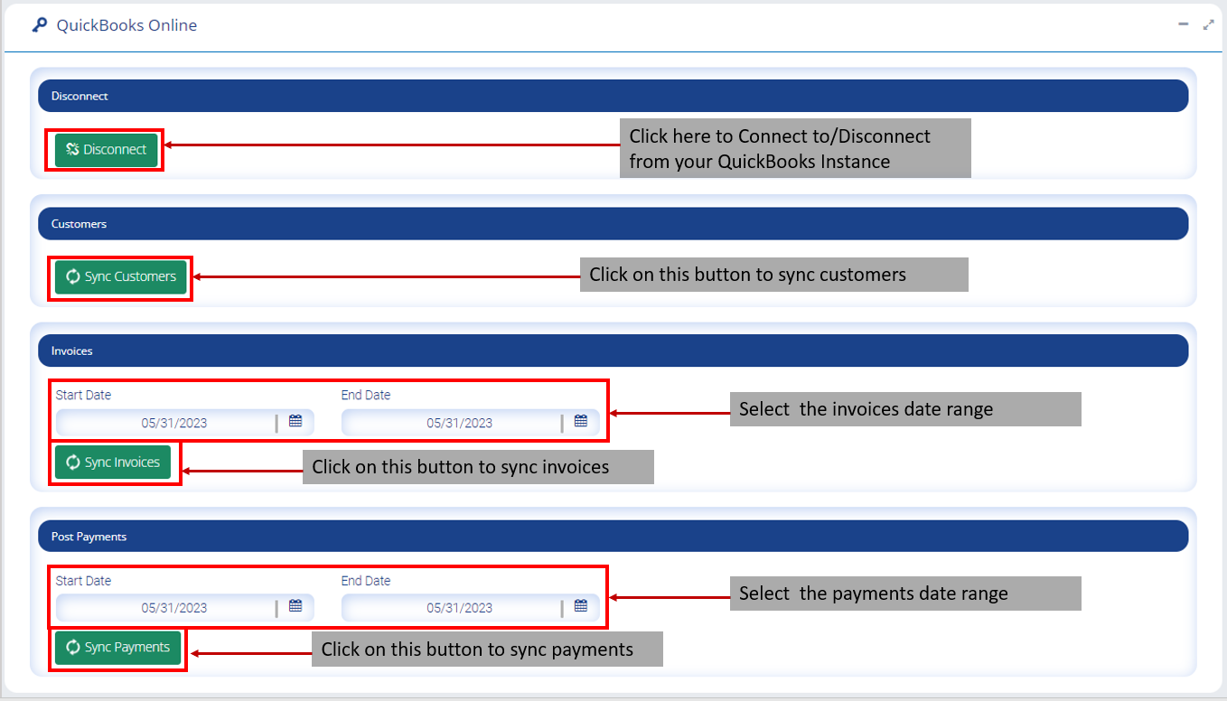 The QuickBooks Online window